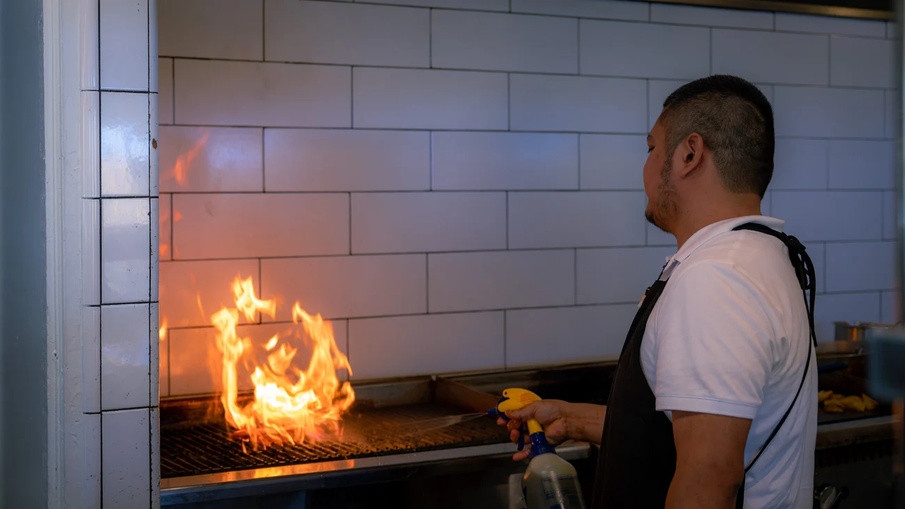 The wood-fired grill