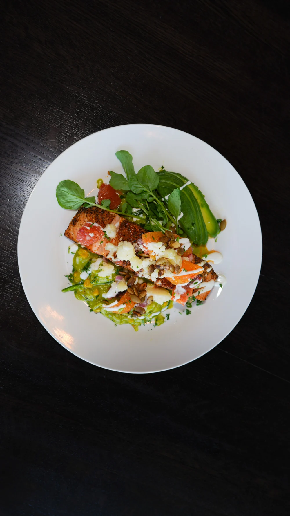 Blackened salmon with citrus and avocado